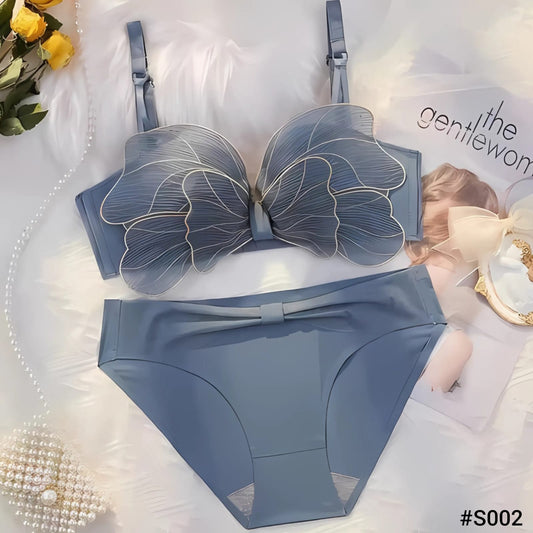 Butterfly Style Mesh Bow Bra Panty Set