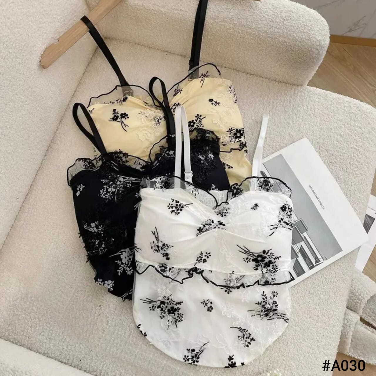 Floral Lace Ruffle Cami Top