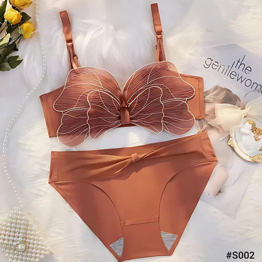 Butterfly Style Mesh Bow Bra Panty Set