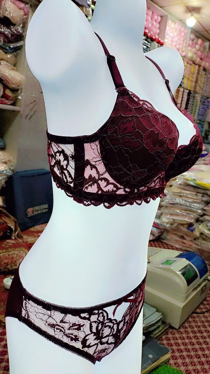 Fancy imported double-padded bra panty set