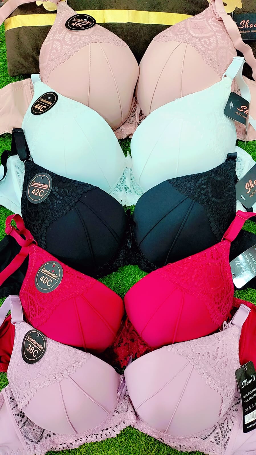 Fancy imported female deep v bra sexy lace push up sexy bra set for women