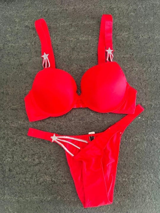 Fancy imported double padded bra panty set